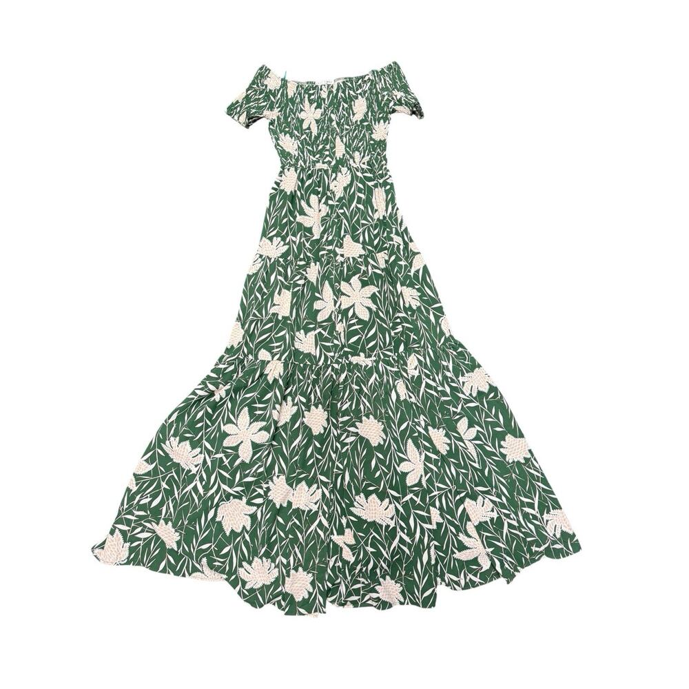Baltic Born Becca Smocked Maxi Dress Green Floral Off Shoulder S - Picture 2 of 7